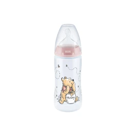 NUK - First Choice+ Disney Winnie Μπιμπερό Πολυπροπυλενίου Θηλή Σιλικόνης με Ένδειξη Θερμοκρασίας Ροζ 0-6m (10.741.035) | 300ml