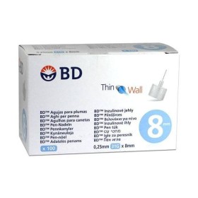 BD Thin Wall Αποστειρωμένες Βελόνες για Πένες Ινσουλίνης 31G 0,25 x 8mm, 100τεμ.