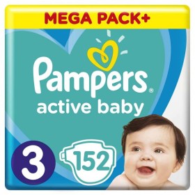 Pampers Active Baby Mega Pack No.3 (6-10kg) Βρεφικές Πάνες, 152τεμάχια
