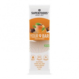 Superfoods Your Bar Βερίκοκο Μπάρα Υπερτροφών με Βερίκοκο, Χαρούπι, Μέλι, Ταχίνι & Μαύρη Σοκολάτα με Στέβια, 45gr