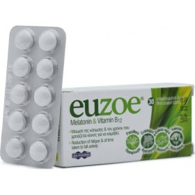 Euzoe Melatonin & Vitamin B12 Συμπληρώματα Διατροφής για την Μείωση της Κόπωσης 30 δισκία.