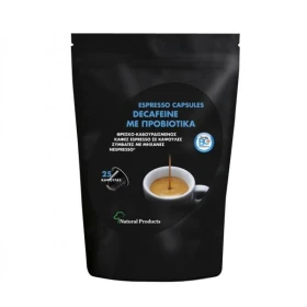 Natural Products Espresso Capsules Decafeine Καφές χωρίς Καφεΐνη με Προβιοτικά, 25 caps