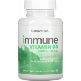 Natures Plus Immune Vitamin D3 5000iu 60 μαλακές κάψουλες Natures Plus Immune Vitamin D3 125mcg 5.000IU