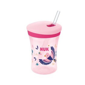 NUK - Action Cup Chameleon Εκπαιδευτικό Κύπελλο με Καλαμάκι Ρόζ 12m+ | 230ml