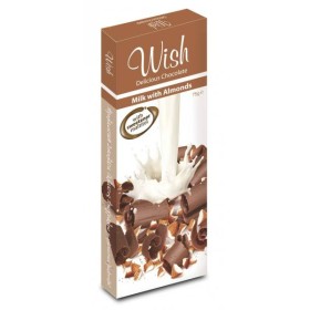 Wish Delicious Chocolate Σοκολάτα Γάλακτος με Αμύγδαλα & γλυκαντικά μαλτιτόλης