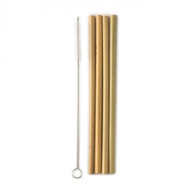 The Humble Co. Bamboo Straws Καλαμάκια Μπαμπού & Βουρτσάκι Καθαρισμού, 4 τεμάχια