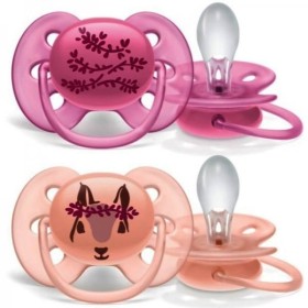 Philips Avent Ultra Soft Ορθοδοντικές Πιπίλες Σιλικόνης 6-18m για Κορίτσια, 2τεμ