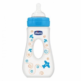 CHICCO Well Being Πλαστικό Μπιμπερό ΘΣ Μπλε Γρήγορη Λαβή 240ml