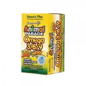 Natures Plus, Animal Parade Omega 3 6 9 Junior Ω3 για Παδιά, με γεύση λεμόνι, 90 gummies