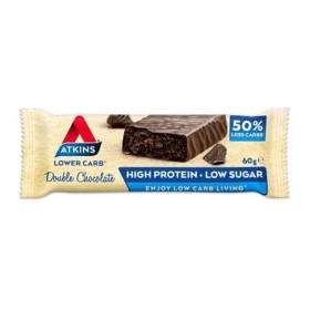 Atkins High Protein Double Chocolate Σοκολατένια Μπάρα Προτεϊνης, 60gr