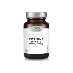 Power Of Nature Platinum Range Vitamins D3 & B12 Βιταμίνη για Ανοσοποιητικό 2.5iu 1000mg Energy 30 κάψουλες