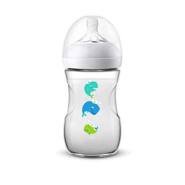 Philips Avent SCF070/23 Natural 1m+ Μπιμπερό Φάλαινα με Θηλή Αργής Ροής, 260ml