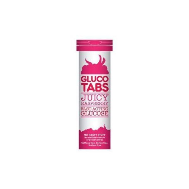 Glucotabs Juicy Rasberry Ταμπλέτες Γλυκόζης με γεύση βατόμουρο, 10 tabs