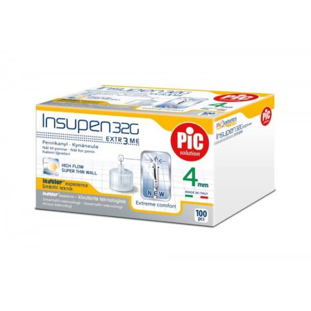 Insupen Βελόνες για Πένα Ινσουλίνης 32G x 4mm, 100 τεμάχια