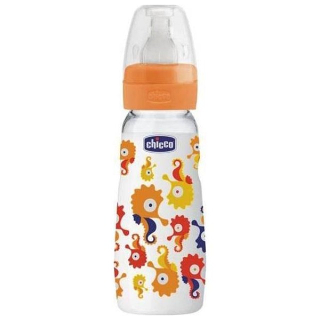 CHICCO Simply Glass Γυάλινο Μπιμπερό Πορτοκαλί ΘΣ 240ml (50721-31)