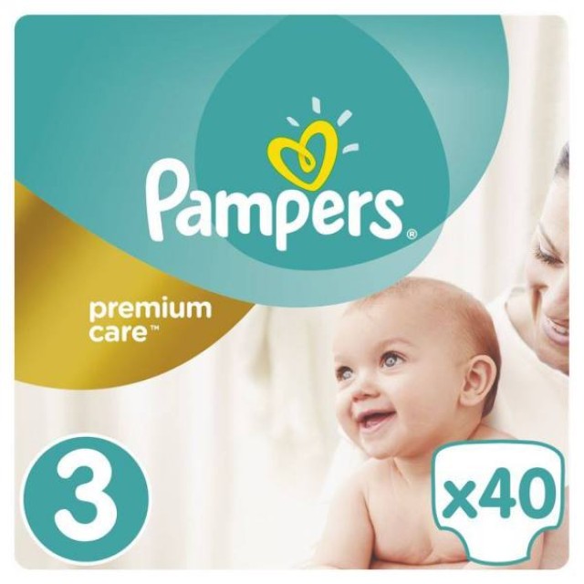 PAMPERS Premium Care Πάνες Μέγεθος 3 (Midi) 5-9 Kg 40 Πάνες