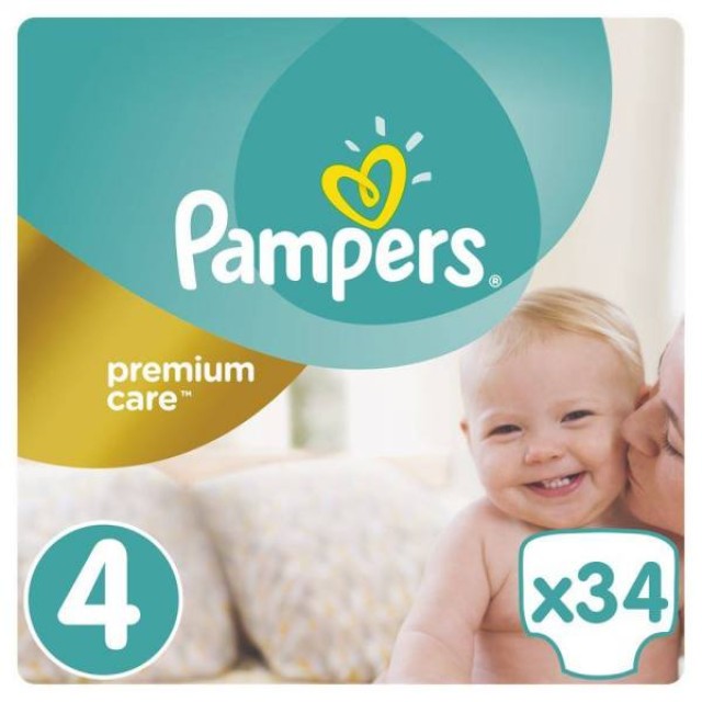 PAMPERS Premium Care Πάνες Μέγεθος 4 (Maxi) 8-14 Kg 34 Πάνες