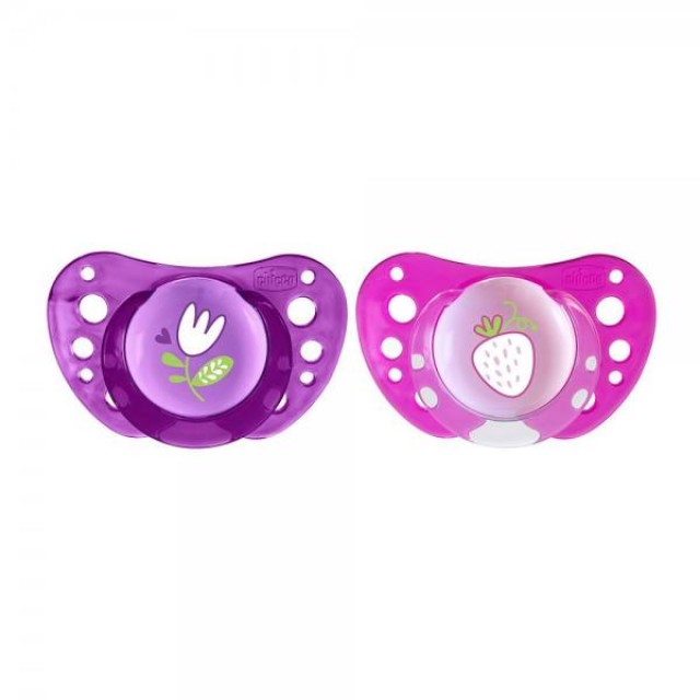 Chicco Physio Air 16-36m+ Ορθοδοντική Πιπίλα Σιλικόνης Ροζ, 2 τεμάχια