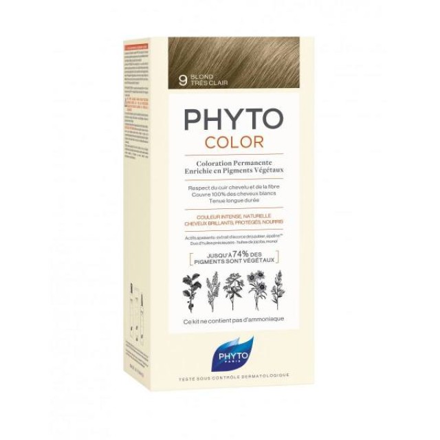 Phyto Phytocolor Νο 9 Very Light Blonde / Ξανθό Πολύ Ανοιχτό, 1 τεμάχιο