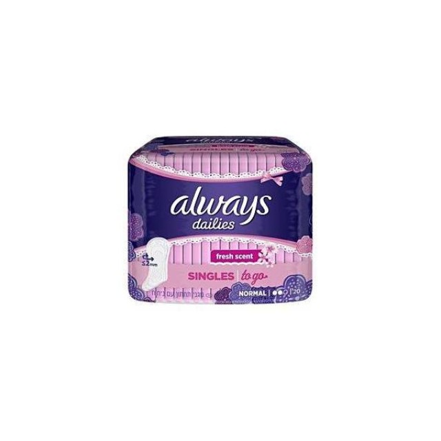 Always Dailies Singles To Go Fresh Σερβιετάκια 20Τμχ