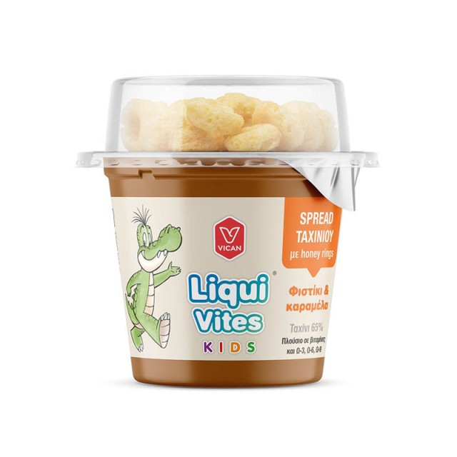 VICAN - Liqui Vites Kids Spread Ταχινιού με Honey Rings Γεύση Φιστίκι & Καραμέλα | 44gr