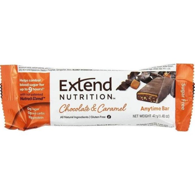 Extend Nutrition Chocolate & Caramel Διατροφική Μπάρα με Στέβια, 44g