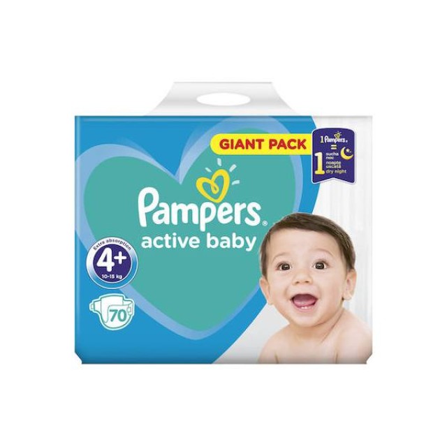 Pampers Active Baby Giant Pack No 4+ (10-15kg) 70τμχ