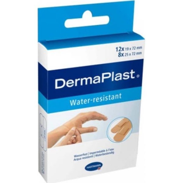 Hartmann Dermaplast Water Resistant 12 x (19x2mm) + 8 x (25x72mm) 20τμχ