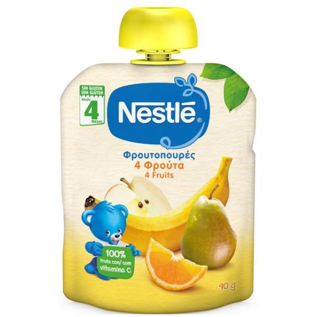 Nestle Φρουτοπουρές 4 Φρούτα, 90g