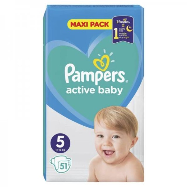 PAMPERS Active Baby Diapers Size 5 (11-16 kg) 51 Diapers
