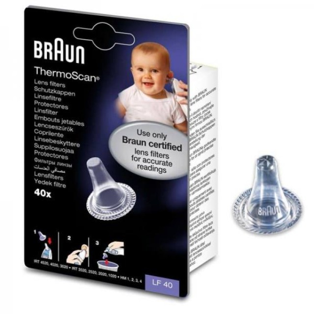 Braun LF40 Ανταλλακτικά Φίλτρα για Θερμόμετρα Αυτιού Braun ThermoScan, 40 τεμάχια