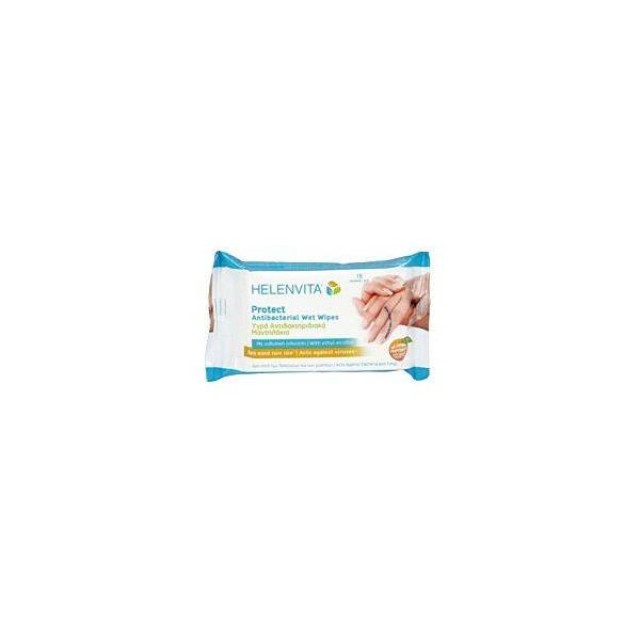 HELENVITA Protect Antibacterial Wet Wipes Υγρά Αντιβακτηριδιακά Μαντηλάκια 15τμχ