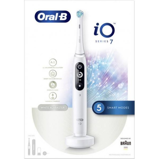 Oral-B IO Series 7 Ηλεκτρική Οδοντόβουρτσα με Χρονομετρητή White Alabaster