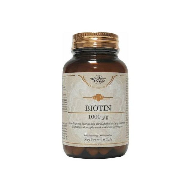 Sky Premium Life Biotin Βιταμίνη για τα Μαλλιά, τo Δέρμα & τα Νύχια 1000mg 1000mcg 60 κάψουλες