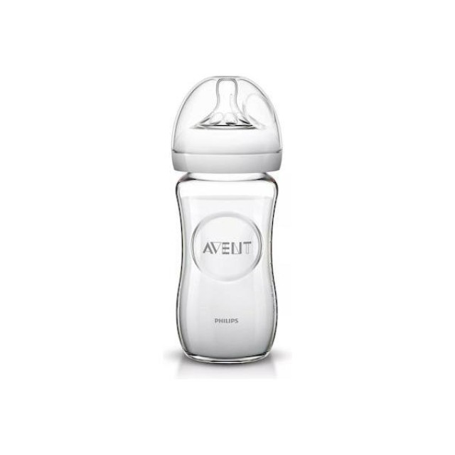 Philips Γυάλινο Μπιμπερό Natural Κατά των Κολικών με Θηλή Σιλικόνης 240ml για 1+ μηνών