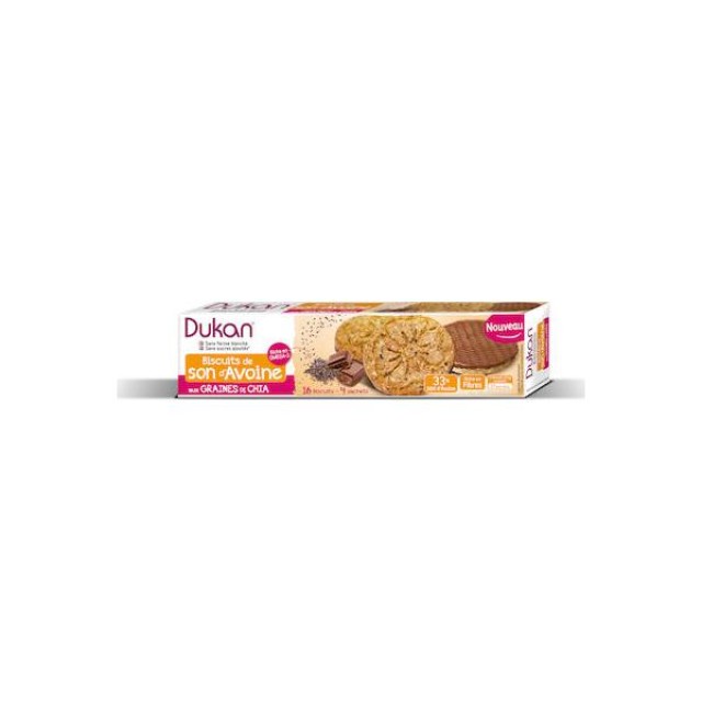 Dukan Μπισκότα Βρώμης με Επικάλυψη Σοκολάτας & Σπόρους Chia Χωρίς Ζάχαρη 160gr