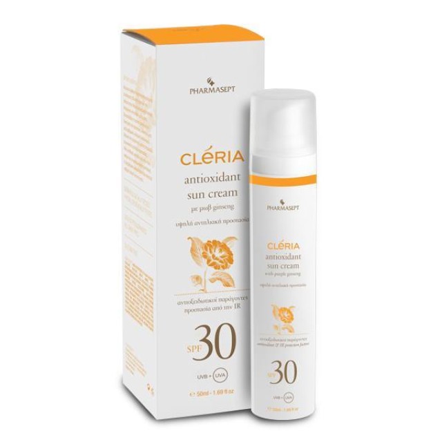 Pharmasept Cleria Antioxidant Sun Cream Αντηλιακή Κρέμα Προσώπου SPF30 50ml