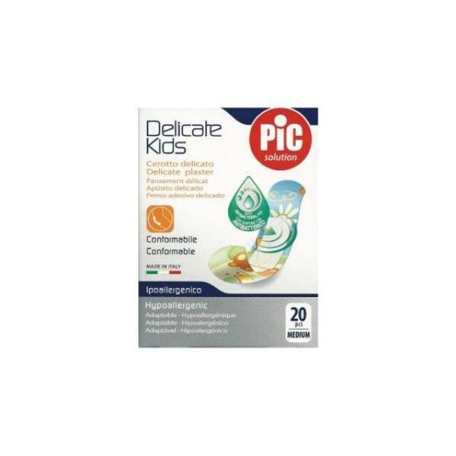Pic Solution Delicate Kids Ultra Gentle Plasters Πολύ Απαλά Τσιρότα για Παιδιά, Μέγεθος Medium (19 x 72mm), 20 τεμάχια