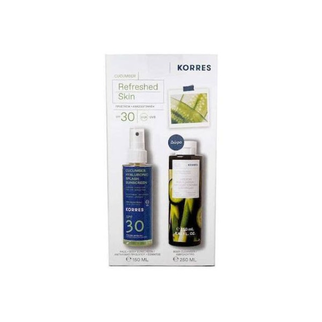 Korres Πακέτο Προσφοράς Cucumber Hyaluronic Splash SPF30 - 150ml & Renewing Body Cleanser Αφρόλουτρο Αγγούρι Bamboo - 250ml