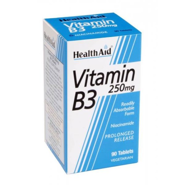 Health Aid Vitamin B3 (Niacin) 250mg, Χρήσιμη για την παραγωγή ενέργειας από την τροφή, στην ακμή και στη διατήρηση σωστών επιπέ