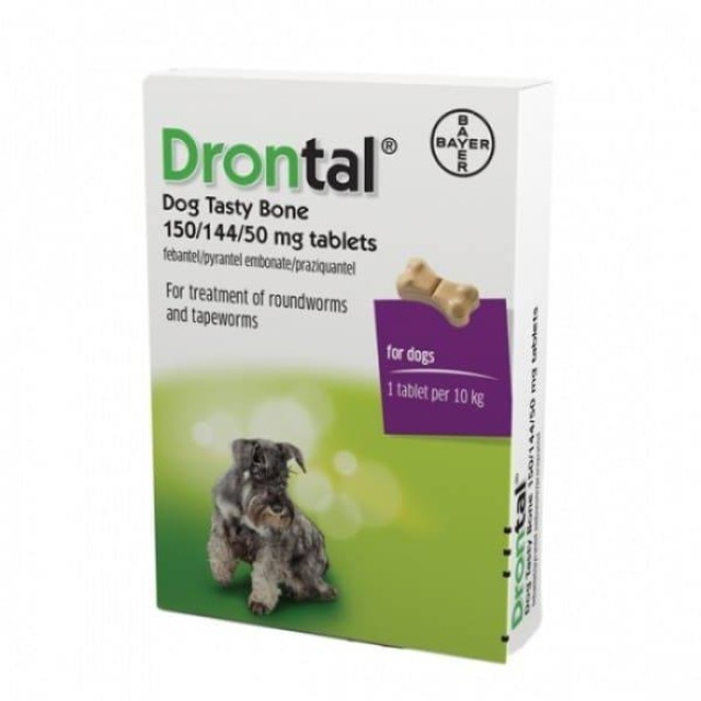 Bayer Drontal Dog Flavour 150/144/50mg Αντιπαρασιτικό Συμπλήρωμα για Σκύλους, 6tabs