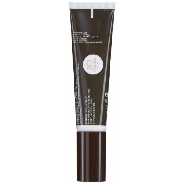 Korres Foundation Make Up SPF15 Wild Rose RF3 Άγριο Τριαντάφυλλο για Υψηλή Κάλυψη & Διάρκεια, 30ml