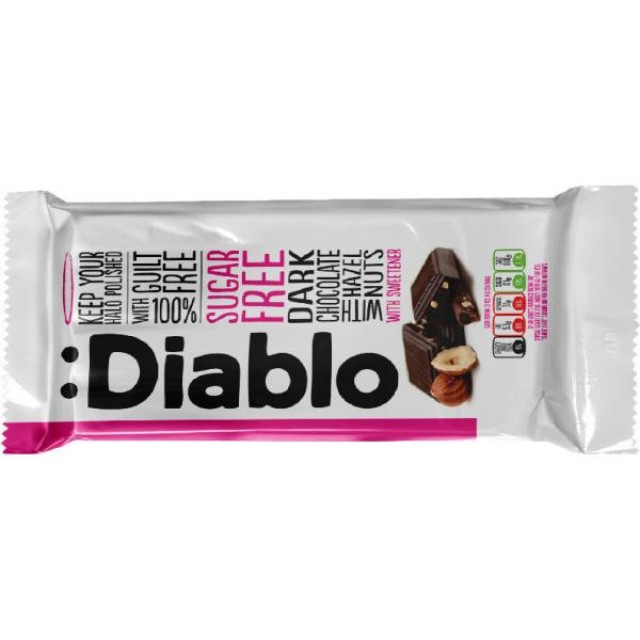 Diablo σοκολατα μαυρη με φουντουκι 85gr χωρίς ζάχαρη
