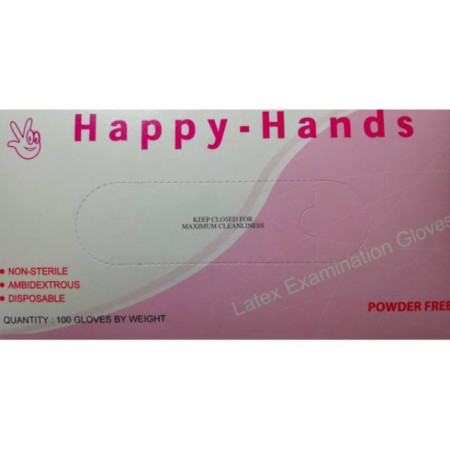 Happy Hands Γάντια Χωρίς Πούδρα Λάτεξ Λευκό 100τμχ