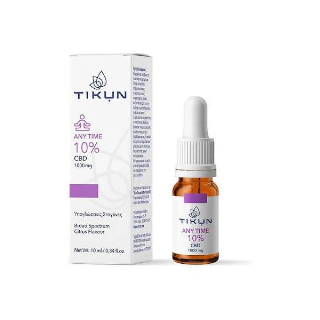 Tikun Any Time Έλαιο Κάνναβης σε Σταγόνες 1000mg με 10% CBD με Γεύση Citrus 10ml
