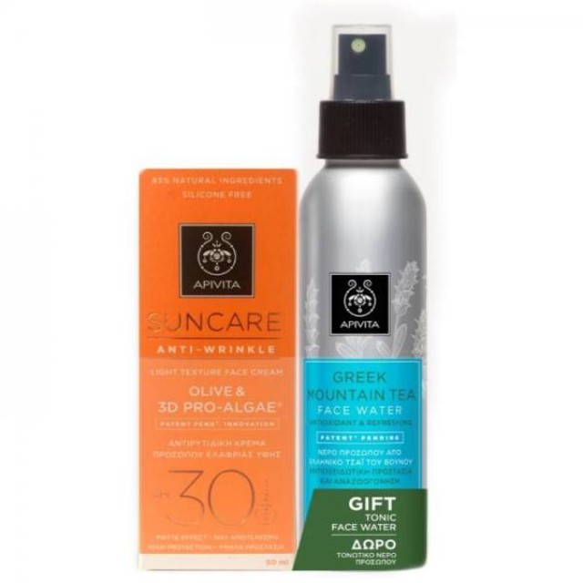 APIVITA Suncare Αντηλιακή Αντιρυτιδική Κρέμα Προσώπου Spf30 & Δώρο Τονωτικό Νερό Προσώπου 100ml