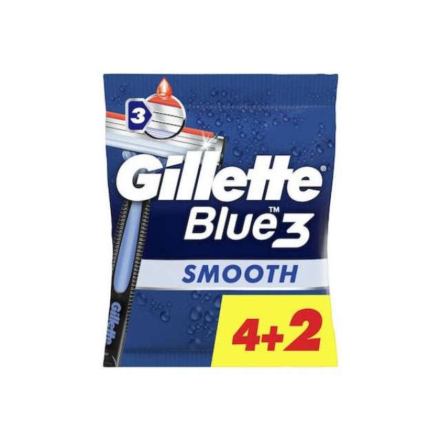 Gillette Blue 3 Smooth Ξυραφάκια μιας Χρήσης με 3 Λεπίδες και Λιπαντική Ταινία 6τμχGillette Blue 3 Smooth Ξυραφάκια μιας Χρήσης 