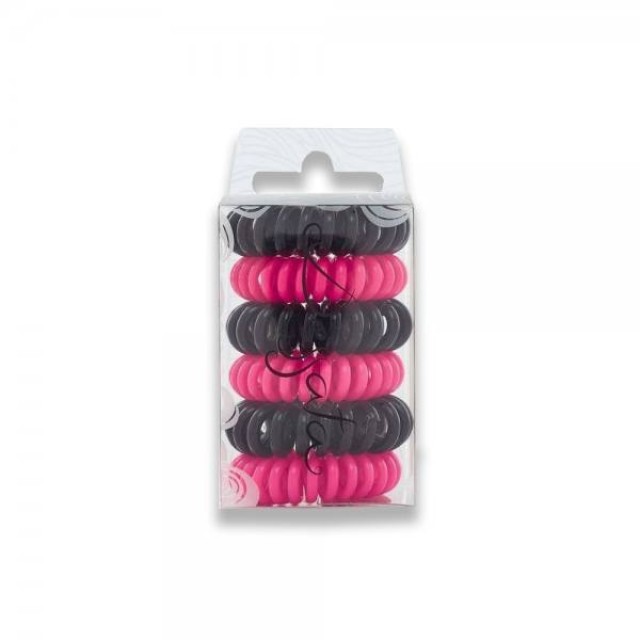 Dessata Hair Ties Black-fuchsia 6τμχ