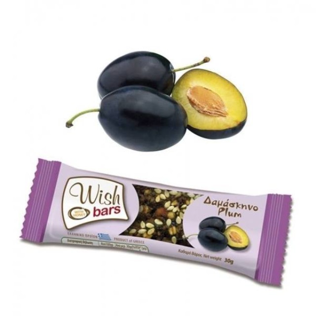 Wish Bars Plum Μπάρα Δημητριακών με Γεύση Δαμάσκηνο, 25 gr
