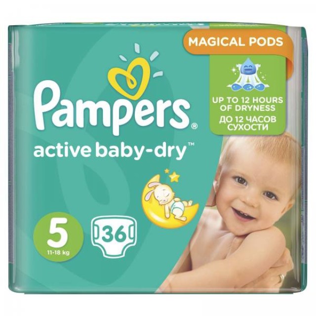 PAMPERS Active Baby Dry No5 ( 11-18Kg) 36Τμχ